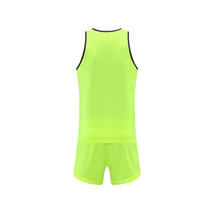 Conjunto Deportivo Unisex Verde Neón, Camiseta sin Mangas con Pantalones Cortos, Absorbe la Humedad, para Adultos, Todas las Temporadas, Corte Regular - Product Image 3