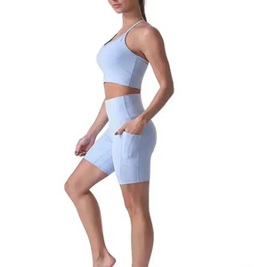 Summer Floral Breathable Casual Two Piece Set Sleeveless Crop <b>Top</b> Knitted Shorts Women Sports Yoga - Product Image 5