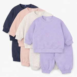 JALBEBE Set Loungewear a Maniche Lunghe in Cotone Spandex con Pantaloni Jogger, Completo Due Pezzi Tinta Unita per Tutte le Stagioni, Disponibile, Unisex, Felpa per Neonati - Product Image 1