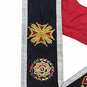 Colliers de réglementation pour Grands Officiers de Malte, en tissu de haute qualité, plaqués or, insignes maçonniques brodés, écharpe de collier Apton - Product Image 5