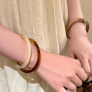 New Trendy Brown Black Geometric Resin Crafts Acrylic Colorful Texture Bangle <b>Stacking</b> <b>Bracelet</b> for Women Resin Crafts - Product Image 2