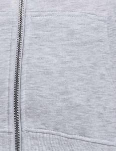Wholesale Custom LOGO Grey Women's <b>Cropped</b> <b>Zip</b>-<b>Up</b> Hoodie Solid Color Full Sleeve Hooded Sweatshirt Knitted Cotton Autumn Wear - Product Image 5