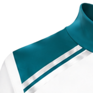 Maillot de cheerleading sublimé blanc et turquoise à manches longues – Tenue de sport d'équipe pour l'entraînement, la performance athlétique, la pratique et les compétitions - Product Image 5