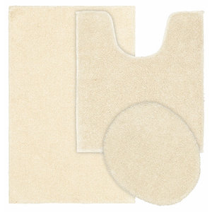 Ensemble de tapis de bain en coton Roanoke de style classique moderne personnalisé, 3 pièces, avec dos antidérapant, tapis de bain absorbant, lavable - Product Image 1
