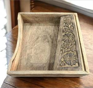 Boîte à mouchoirs en bois gravée de luxe pour la maison, le bureau et la voiture, distributeur de serviettes élégant pour une décoration intérieure esthétique - Product Image 3