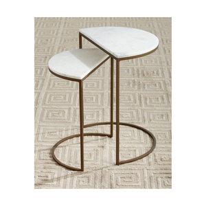 Modern Decorative Marble Nesting <b>Coffee</b> <b>Table</b> With Metal Frame New Arrival Stylish Side <b>Table</b> For Bedroom Living Room Use - Product Image 1