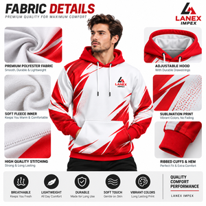 Sweat-shirts à capuche personnalisés de haute qualité imprimés par sublimation, impression intégrale, pour hommes, vêtements de sport, fournisseur en gros - Product Image 5