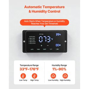 Ventilatore a parete da 1800 CFM con 10 velocità e 3 modalità, controllo LCD, per uso in serra - Product Image 5