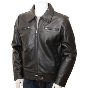 Chaqueta de Cuero Estilo Vintage para Hombre, Cuello Alto, Bolsillos Delanteros, Impermeable, Transpirable, con Ribete de Piel, a la Moda - Product Image 1