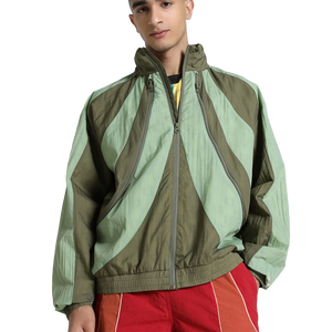 Mens Color Blocking Windproof windbreaker <b>Racer</b> <b>Jacket</b> Stand Collar Zipper Closure Sporty Style Spring Wear Polyester Material - Product Image 1