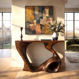 Handmade Wooden Console <b>Table</b> meticulously handcrafted from solid natural wood refined artistry entryway <b>table</b> for living room - Product Image 5