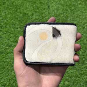 Portefeuille en cuir de vachette véritable pour homme, fin, à double pliage, fait main, motif naturel rustique - Product Image 1