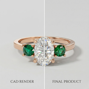 แหวนเพชรทรงรี 1.5 กะรัต รับรองโดย IGI เพชรเพาะเลี้ยงแบบสามเม็ด แหวนหมั้นทองคำแท้ 9k แหวนเพชรสำหรับผู้หญิง เครื่องประดับชั้นดี - Product Image 5