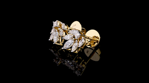 Boucles d'oreilles Western Lab Grown Diamond Princess Marquise Cut |   Cadeau de mariage ou de fiançailles en or 14 carats plaqué rhodium certifié IGI - Product Image 2