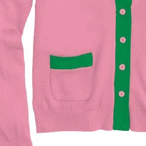 Cárdigans Rosados con Cuello en V, Manga Larga, Color Sólido, Tejido Acrílico, con Bolsillos, Corte Regular, para Todas las Temporadas, Suéteres para Hermandades y Fraternidades - Product Image 5