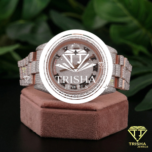 Reloj Premium de Moissanita en Oro Rosa con Números Romanos Brillantes y un Brillo Excepcional Similar al de un Diamante - Product Image 3