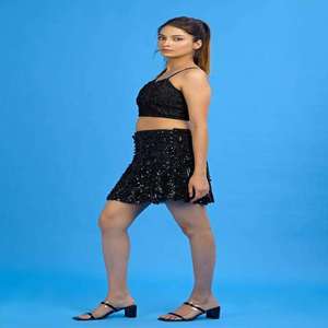 Conjunto de Top Corto con Lentejuelas Negras y Minifalda para Mujer |   Ropa de Fiesta |   Conjunto Coordinado Elegante |   Vestido de Moda para Discoteca |   Conjunto - Product Image 3