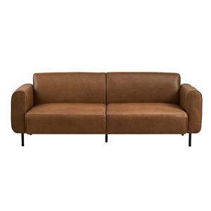 Sofá de 3 Plazas de Cuero Genuino Italiano de Lujo Europeo para Sala de Estar Moderna, Sofá de Recepción Minimalista de Cuero Genuino - Product Image 1