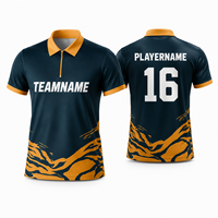 Jersey Kriket Kustom Polo Quarter Zip Cetak Nama Tim Nomor Pemain Kaos Olahraga