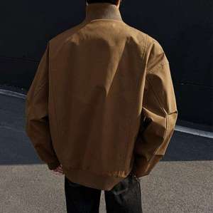 Blouson Bomber Décontracté Homme Printemps-Automne Coupe Ample Col Montant Logo Avant Uni Coupe-Vent Zippé - Product Image 2