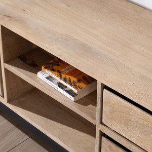 Mueble TV Vandana Silver Spirit bicolor de madera de mango con puertas, nichos y cajones Bocca 180 cm - Product Image 6