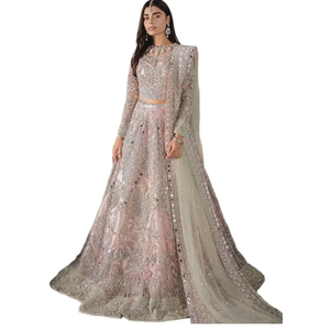 Luxurious Elegant Bridal <b>Wedding</b> <b>Dress</b> Modern Royal Style Long Sleeve Lace Gown Floor-Length <b>Evening</b> Wear Ruffles Crystal - Product Image 1