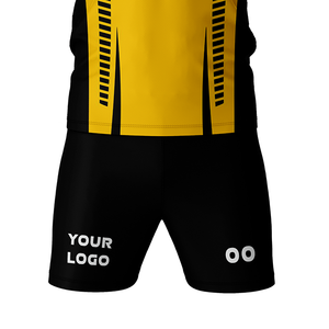 Custom Men's Soccer Jersey Set Yellow Black Sublimated V-Neck Short Sleeve Personalised kit Moisture Wicking <b>Athletic</b> Fit - Product Image 6