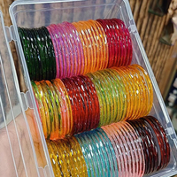 Ensemble de bracelets en verre de style cachemire, transparents et colorés, plaqués or, légers, assortis, pour femmes indiennes, pour mariage