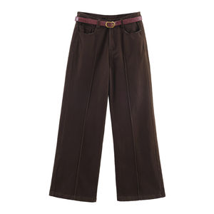 Jean droit taille haute pour femme, nouvelle collection automne, style décontracté, respirant, vintage, avec fermeture éclair, coupe ample, en denim. - Product Image 1