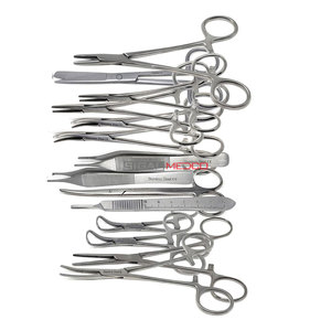 Kit d'instruments chirurgicaux manuels multifonctionnels de 44 pièces en acier inoxydable allemand, comprenant des ciseaux, des hémostatiques, des pinces, des manches de scalpel et des aiguilles - Product Image 4