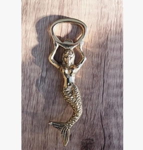 Brass <b>Mermaid</b> Bottle Opener Polished Gold Finish Barware Kitchen Tool Tabletop <b>Accessory</b> Nautical Beach Decor Wholesale - Product Image 2