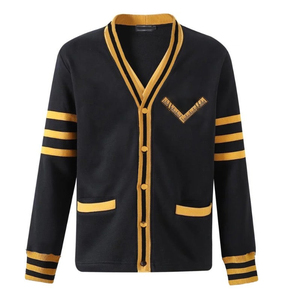 Cárdigan Unisex de Manga Larga con Cuello en V, Acrílico, Bordado Negro y Dorado, de Secado Rápido |   Cárdigan Masónico Bordado OG para Damas/Señores - Product Image 1