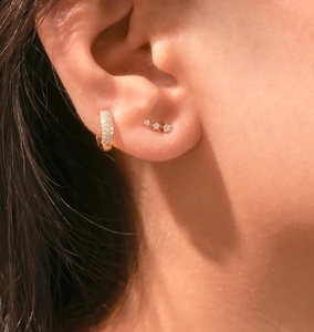 Luxury 10k 14k Gold Diamond Hoop Earrings Round Cut Lab Grown Diamond DEF VSS1 Trendy Design Diamond Earrings for Woman Gift - Product Image 2