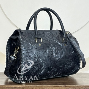 Factory Wholesale Hand <b>Tooled</b> Cow <b>Leather</b> Sunflower Speedy Bag for Women Custom Style Luxury Designer Shoulder Travel Duffle Bag - Product Image 1