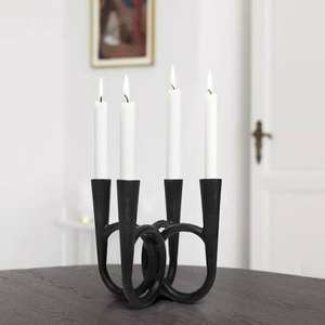 Wholesale <b>Black</b> Powder Coated Aluminum 4 Arm Eco-Friendly <b>Candlestick</b> Holder Home Wedding Christmas Decoration Customizable Size - Product Image 2