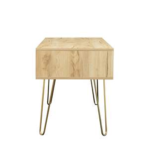 现代风格杉木电视柜，带 2 个开放式搁板，稳定的金属腿，可放置电视、DVD、路由器、书籍、小装饰品 - Product Image 6