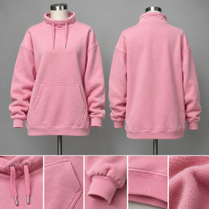 Sudadera con Capucha Rosa para Mujer, Estilo Sorority, OEM, Hombros Caídos, Bolsillo Tipo Canguro, Felpa, Corte Holgado, Informal, para Invierno - Product Image 6