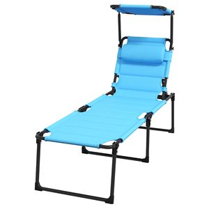 Sdraio Moderna da Spiaggia con Parasole, Regolazione dello Schienale e Protezione Superiore per il Comfort in Riva al Mare (Azzurro) - Product Image 1