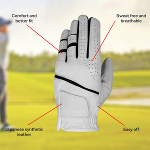 Premium Unisex <b>White</b> Pink Golf Gloves Custom Logo Genuine Leather Breathable Magnetic Ball <b>Marker</b> OEM Non-Slip Pull Sports - Product Image 3
