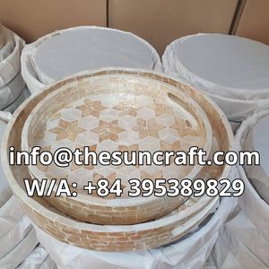 Dining Gem Mother of Pearl Inlay Serving Tray Handcrafted Sustainable Platter for Luxury <b>Tabletop</b> <b>Storage</b> - Product Image 6