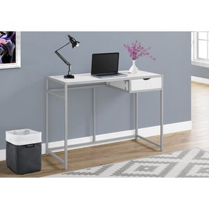 Scrivania Moderna Contemporanea da 42 Pollici per Ufficio Domestico con Cassetti Portaoggetti, Laminato Bianco e Metallo Nero per Lavoro con Laptop - Product Image 5