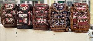 Nouveau Western Boho Style Vintage fait à la main en cuir Jacquard gland sacs à dos point à la main Klim en cuir véritable Style indien sac à dos - Product Image 5