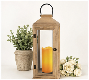 Farol de Madera Estilo Rústico Grande en Oferta, Decorativo para Interiores y Exteriores, Decoración para el Hogar, Jardín, Porche y Centro de Mesa para Bodas - Product Image 3