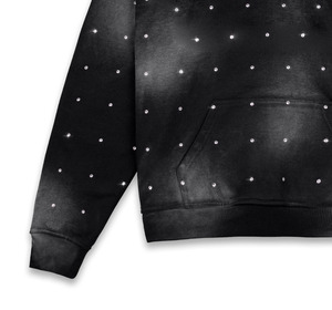 Sudadera con Capucha Negra Personalizada al por Mayor para Hombre, con Pedrería, Estilo Oversize Casual, Tejida en Poliéster con Patrón de Puntos, Estilo Otoñal - Product Image 3