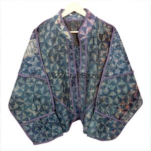Veste courte matelassée Kantha indienne à imprimé floral, manches classiques, 100 % coton écologique, pour l'hiver - Product Image 6
