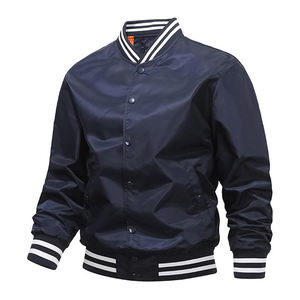 Blouson universitaire en toile grande taille pour homme, style bomber décontracté avec fermeture éclair, broderie, saison automne, veste Letterman avec décoration en fourrure - Product Image 1