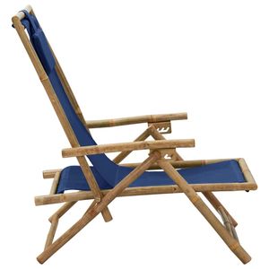 Design rilassante sedia da giardino reclinabile in bambù e tessuto blu Navy - Product Image 3