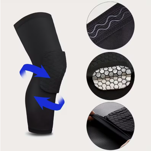 Genouillère orthopédique hexagonale de compression, support respirant antidérapant pour la jambe, protection en mélange de spandex unisexe pour la course à pied - Product Image 5