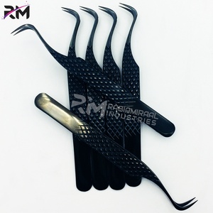 Pince à épiler pour extensions de cils RMI Black Plasma Diamond Grip, en acier inoxydable japonais, étiquette privée, logo personnalisé - Product Image 3