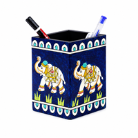 Support à crayons rectangulaire en bois peint à la main |   Organisateur de bureau au design éléphant |   Crayon de bureau fait main pour la rentrée scolaire, la maison et le bureau